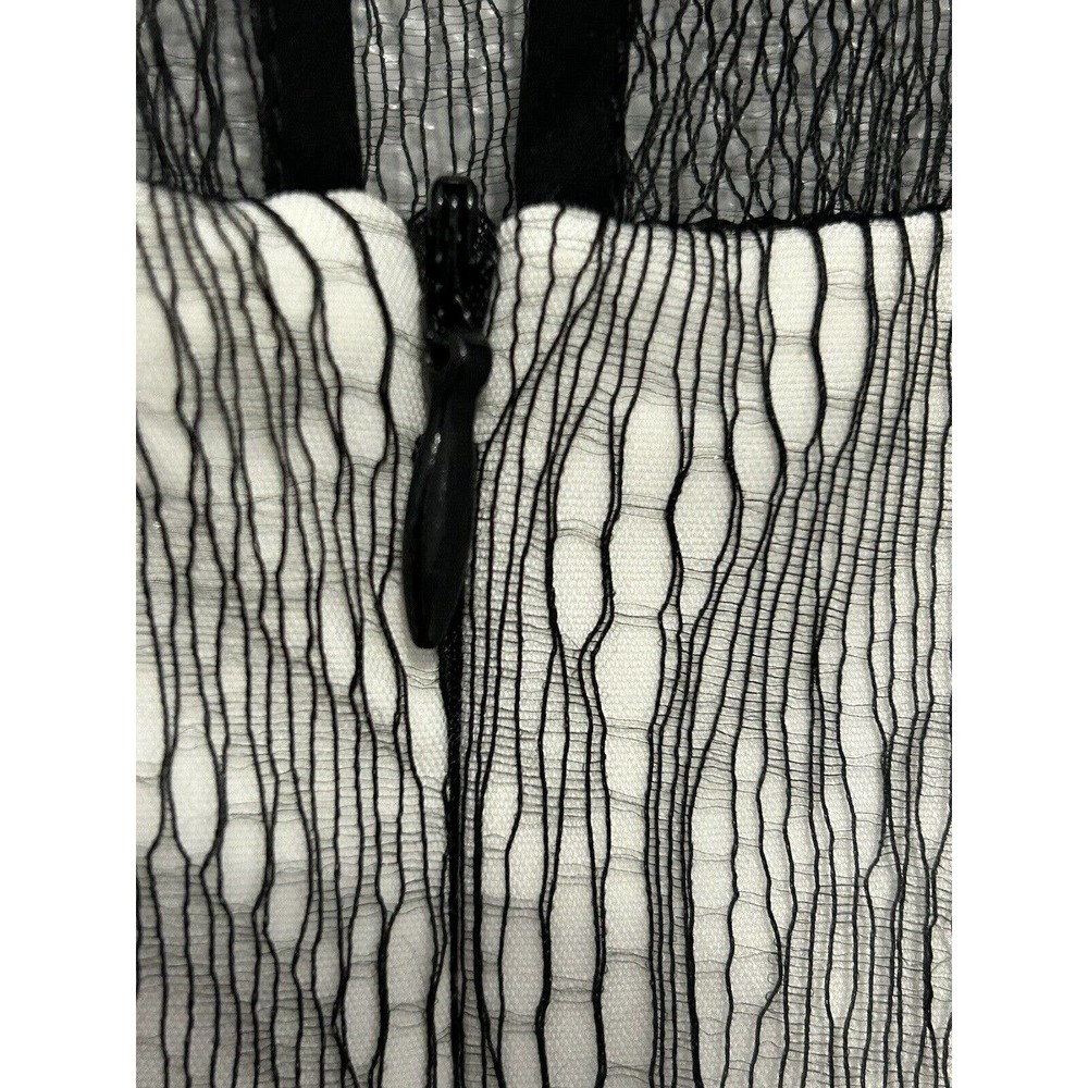 Zara Women’s White Black Floral Lace Sheer Top Upper Neck Zip Up Dress Size L - Picture 7 of 14